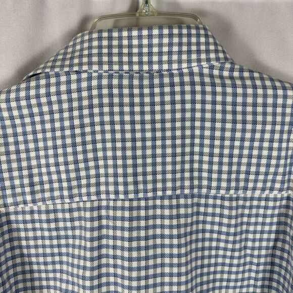 Hickey Freeman Mens Blue & Gray Checked Button Down Business Shirt Italy Large - Picture 11 of 12